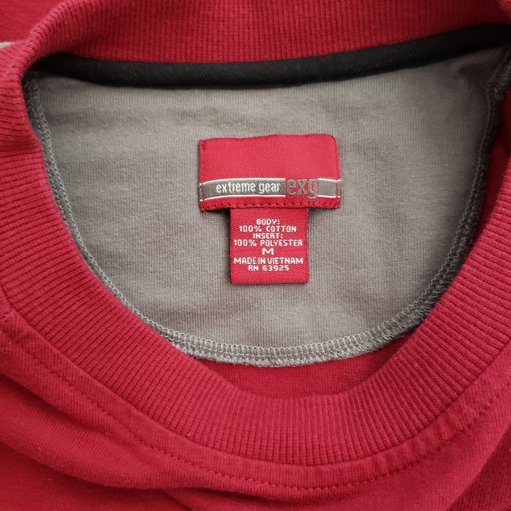 Mens red XG short sleeve T shirt with navy, grey and white stripes … - Picture 5 of 5